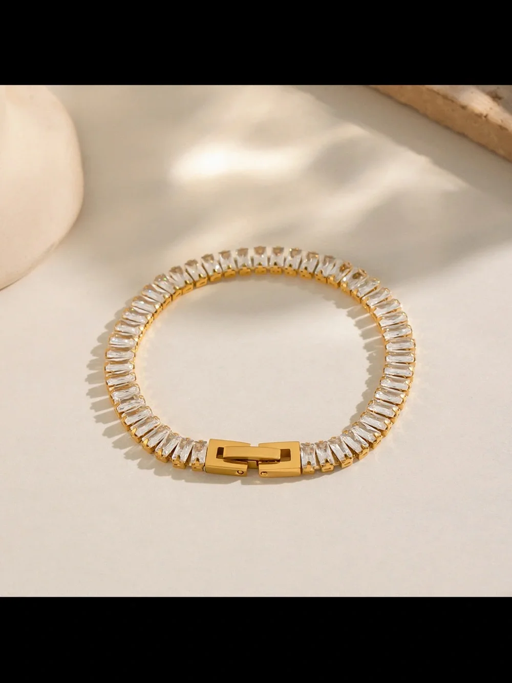 Gold-Plated Clear Crystal Tennis Necklace and Bracelet Set